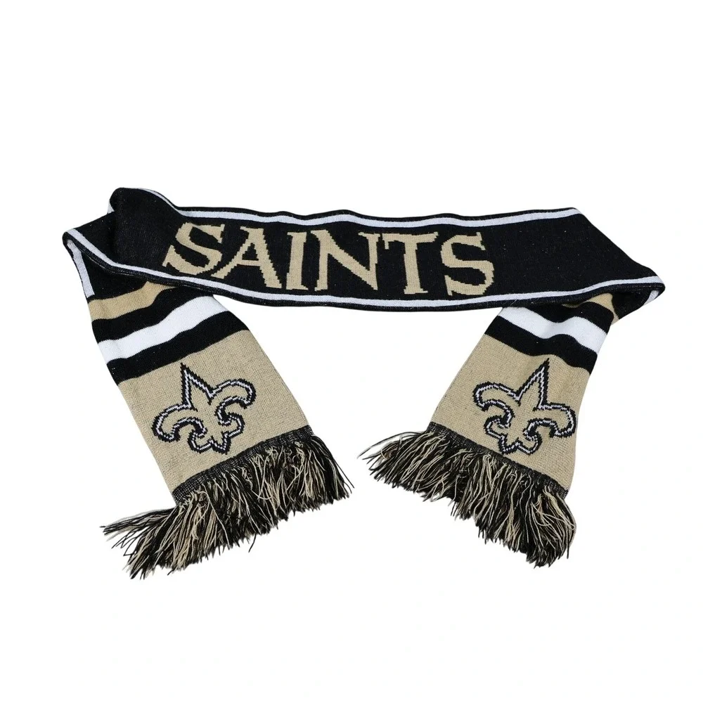 New Orleans Saints Scarf Mens One‎ Size Black Gold NFL Football Team Apparel
